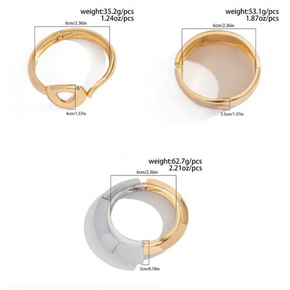 O Ring Bangle Bracelet, Exaggerated Hollow Out Wavy Smooth - Picture 4 of 4